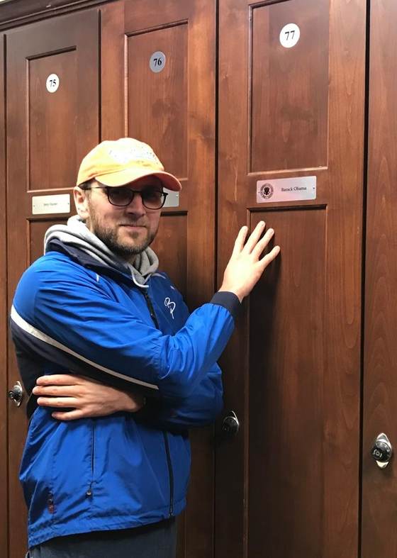 Pawel at the clubhouse lockers